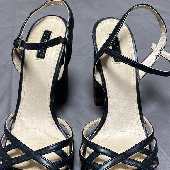 Topshop Leopard Print Calf Hair Block Sling Back Heels Size 8 - Picture 12 of 12